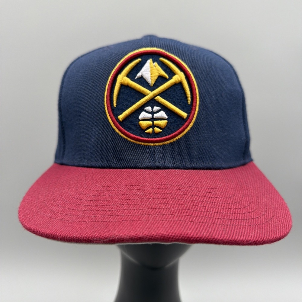 NBA Denver Nuggets Mitchell & Ness Snapback Cap 3D Logo Navy Maroon Hat EUC